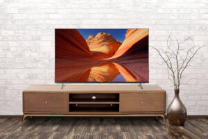 Empty interior of room with vase over brick wall background 3d rendering
