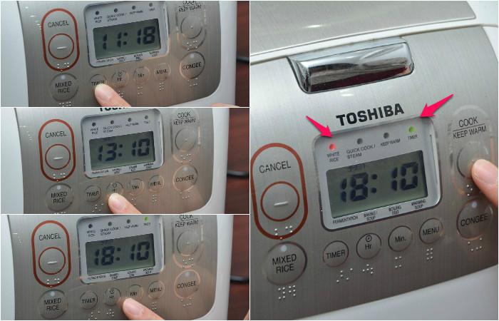 Cách hẹn giờ nấu cơm tự động bằng nồi cơm điện tử Toshiba