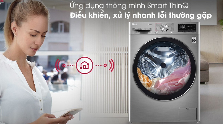 Máy giặt LG Inverter 10.5 kg FV1450S3V-Tiện lợi khi chuẩn đoán, xử lý nhanh các lỗi thường gặp với ứng dụng thông minh SmartThinQ